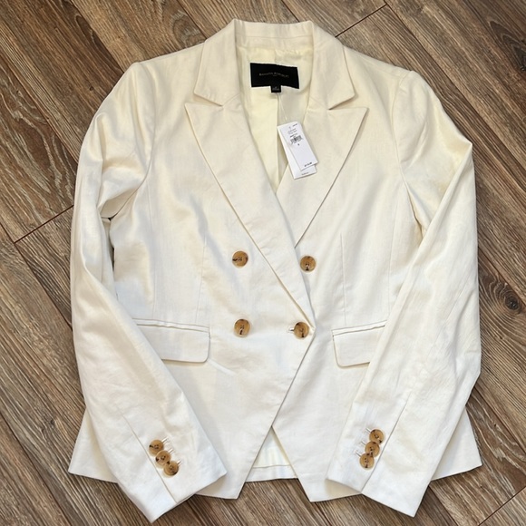 Banana Republic Ivory Linen Double Breasted Blazer - Picture 15 of 16